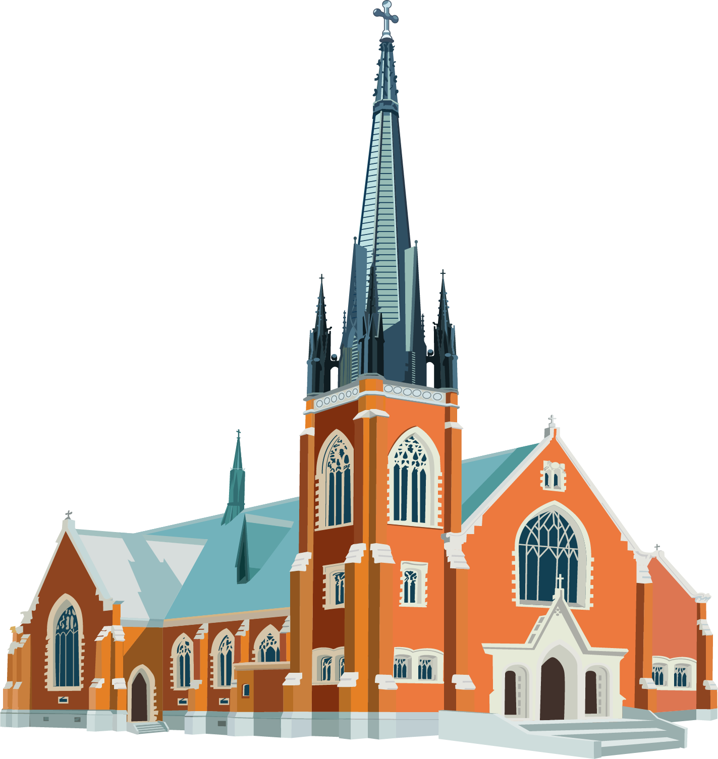 Illustration of St. Patrick's Parish church in Watsonville, California